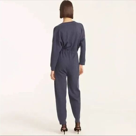 J.Crew Women’s Merino Wool V-Neck Sweater Jumpsuit Blue Sz Small Preppy Casual - Picture 2 of 11